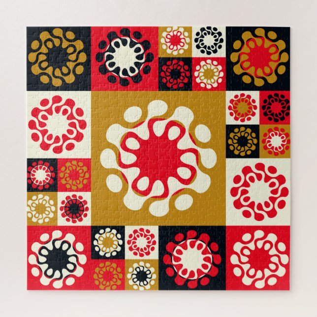 Asiatische Gold roten Mosaik, ethnischer Stil. Puzzle (Vertikal)