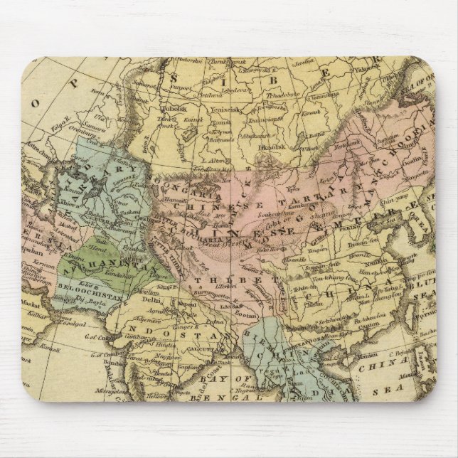 Asiatische Handfarbene Atlaskarte Mousepad (Vorne)