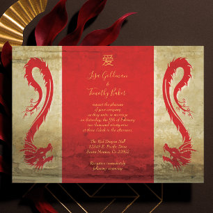 Asiatische Hochzeitseinladungen mit Red and Gold D Einladung