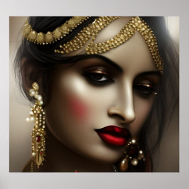 Asiatische Indianerin Red Lips glamourös Poster
