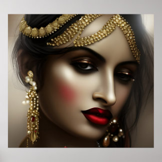 Asiatische Indianerin Red Lips glamourös Poster