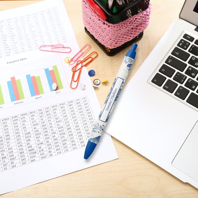 Asiatische Inspirierte Dunkelblau-Chinoiserie Kugelschreiber (Von Creator hochgeladen)