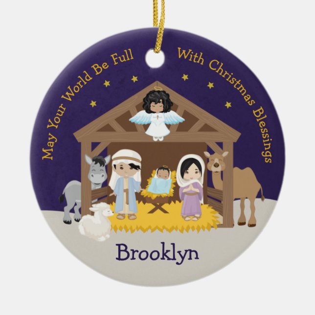 Asiatische Krippe Keramik Ornament (Vorne)