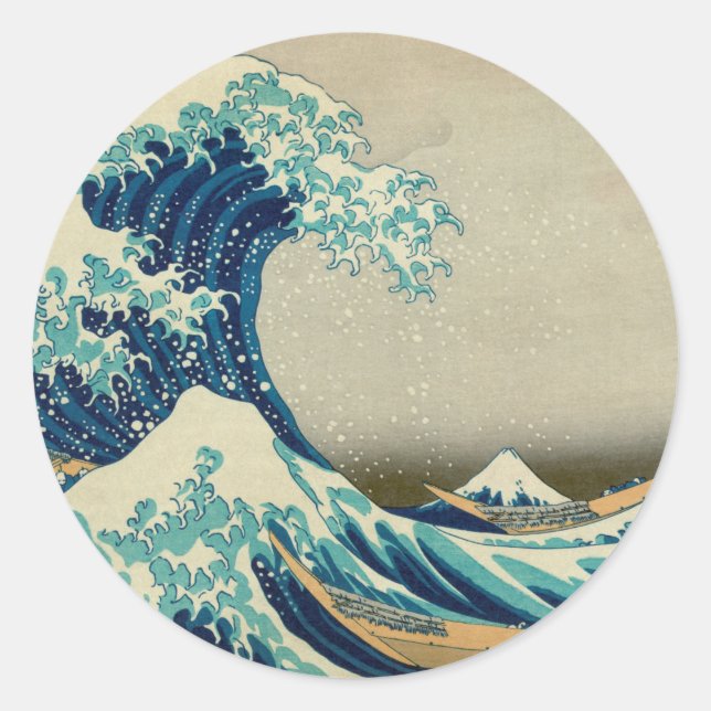 Asiatische Kunst - Die große Welle vor Kanagawa Runder Aufkleber (Vorderseite)