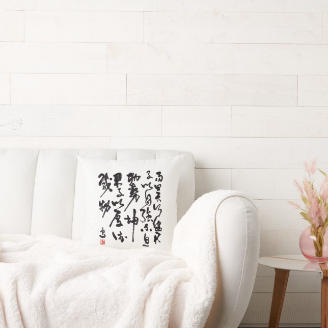  Asiatische Kunst mit chinesischer Kalligraphie Kissen (Liege)