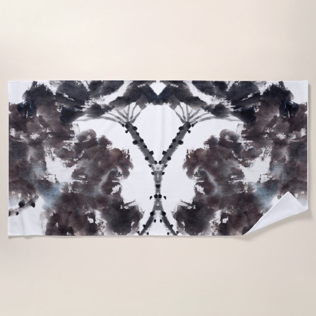 Asiatische Kunst mit Lotusblätter Motiv Strandtuch (Vorderseite)