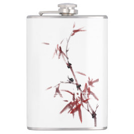 Asiatische Kunst mit Schnecke und Rotem Bambus Flachmann