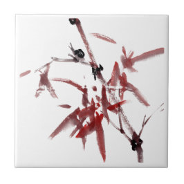 Asiatische Kunst mit Schnecke und Rotem Bambus Fliese