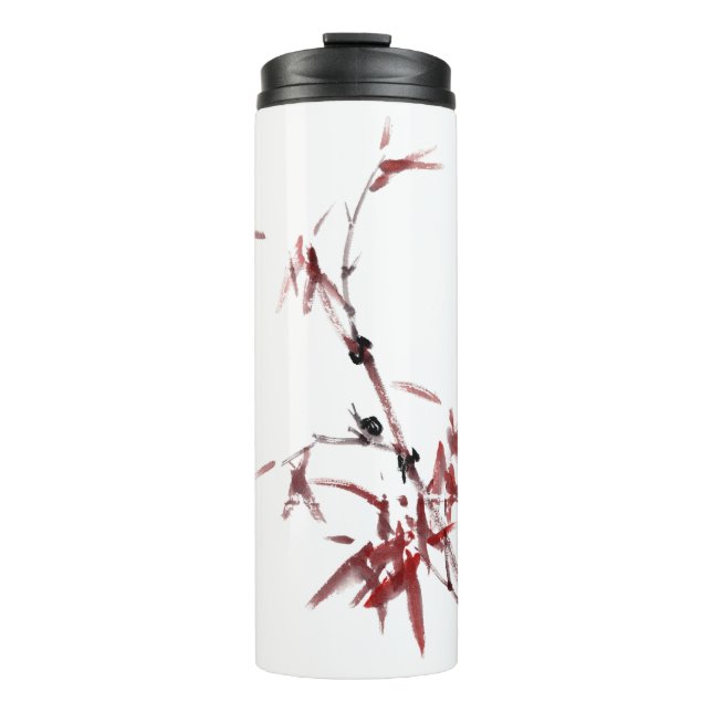 Asiatische Kunst mit Schnecke und Rotem Bambus Thermosbecher (Vorderseite)