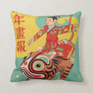 Asiatische Kunst Samurai-Tiger Reversible Lovely L Kissen