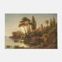 Asiatische Landschaft im Abend Licht (Sunset Art) Fußmatte