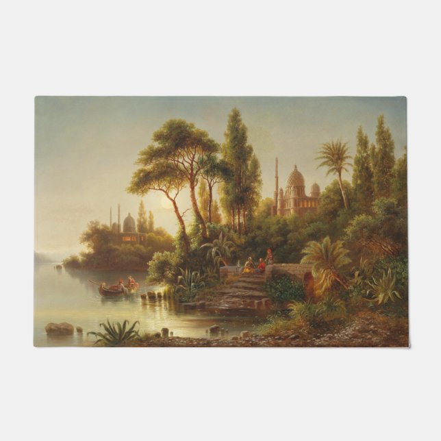 Asiatische Landschaft im Abend Licht (Sunset Art) Fußmatte (Vorderseite)