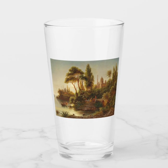 Asiatische Landschaft im Abend Licht (Sunset Art) Glas (Vorderseite)