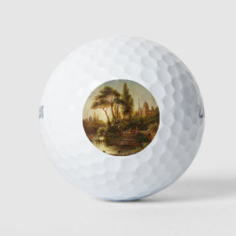Asiatische Landschaft im Abend Licht (Sunset Art) Golfball