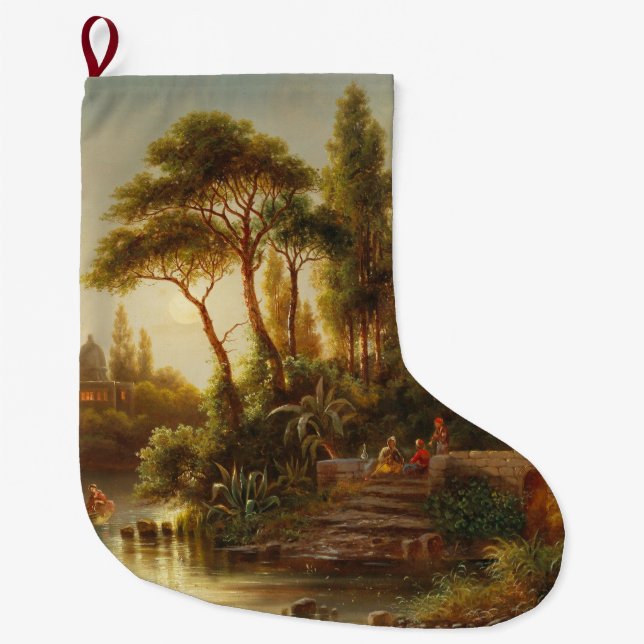 Asiatische Landschaft im Abend Licht (Sunset Art) Großer Weihnachtsstrumpf (Vorderseite)