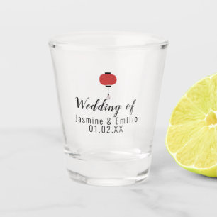 Asiatische Laternen-Logo-Hochzeitspaarnamen Schnapsglas