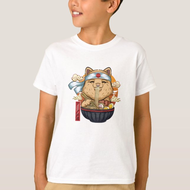 Asiatische Lebensmittelkatze T-Shirt (Vorderseite)