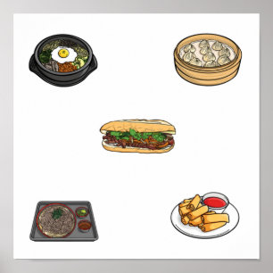 Asiatische Lebensmittelsammlung Poster