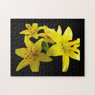 Asiatische Lilien auf schwarz Puzzle