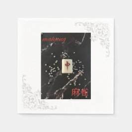 Asiatische Mahjong-Serviette mit dem Roten Drachen Serviette