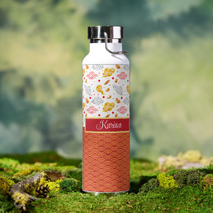 Asiatische Ozeanwellen, Wolken Abstrakt Mit Monogr Trinkflasche