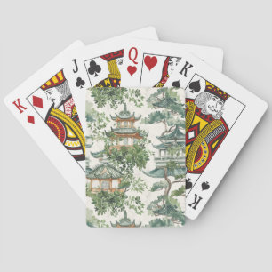 Asiatische Pagode in Verdant Landscape (10) Spielkarten