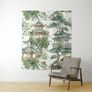 Asiatische Pagode in Verdant Landscape (10) Wandteppich