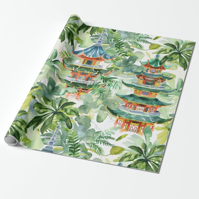 Asiatische Pagode in Verdant Landscape (11) Geschenkpapier (Ungerollt)