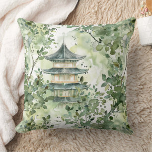 Asiatische Pagode in Verdant Landscape (13) Kissen