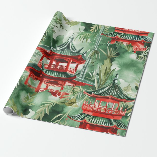 Asiatische Pagode in Verdant Landscape (14) Geschenkpapier (Ungerollt)