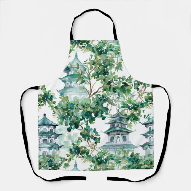 Asiatische Pagode in Verdant Landscape (15) Schürze (Vorderseite)