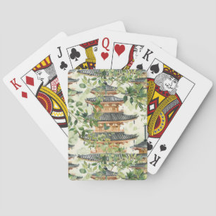 Asiatische Pagode in Verdant Landscape (16) Spielkarten