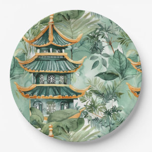 Asiatische Pagode in Verdant Landscape (6) Pappteller