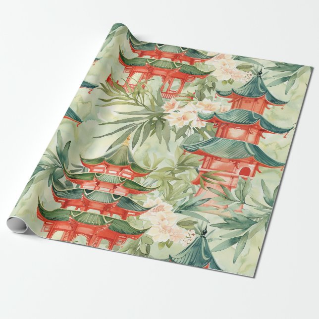 Asiatische Pagode in Verdant Landscape (8) Geschenkpapier (Ungerollt)