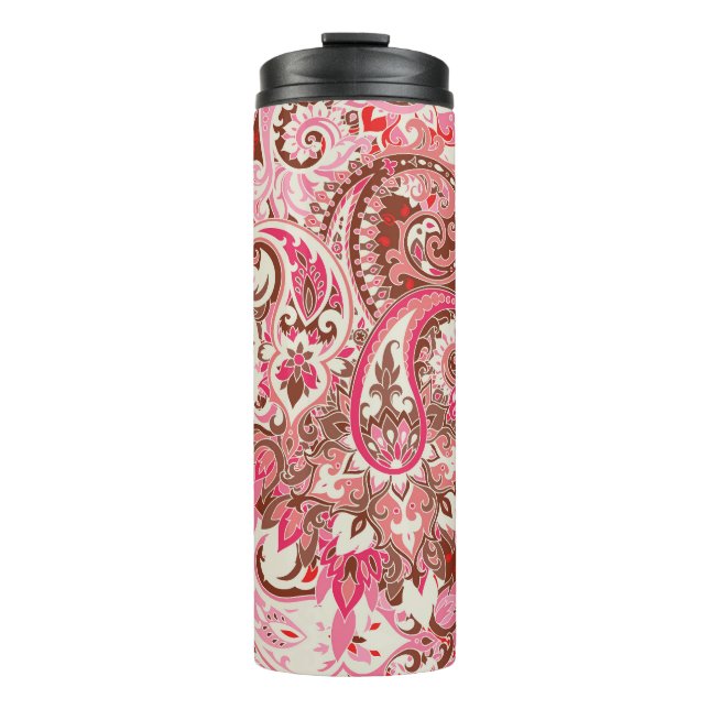Asiatische Paisley-Elemente, boho Vintag. Thermosbecher (Vorderseite)
