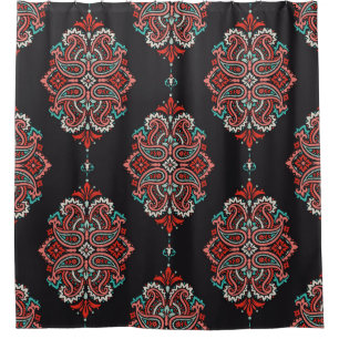 Asiatische Paisley-Elemente, boho Vintage Muster. Duschvorhang