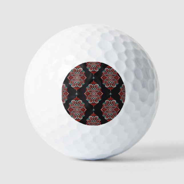 Asiatische Paisley-Elemente, boho Vintage Muster. Golfball (Vorderseite)