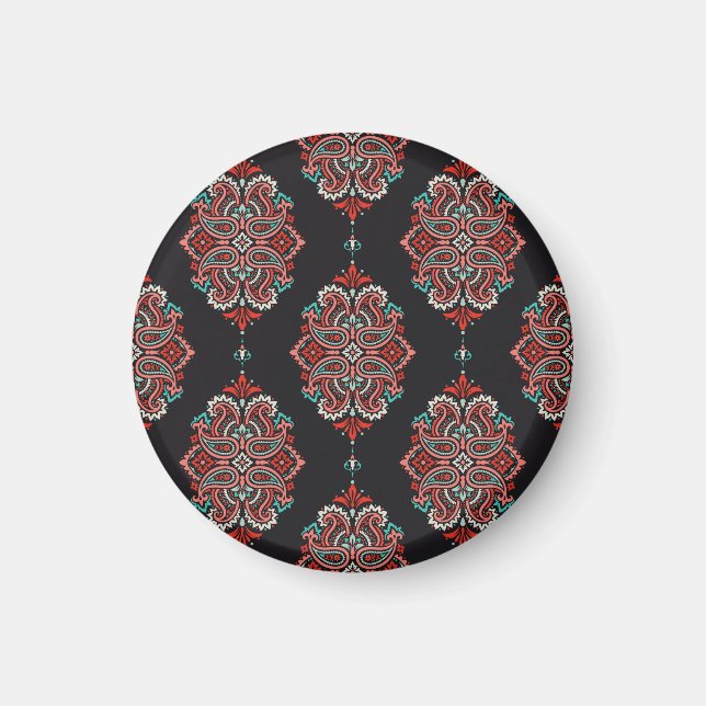 Asiatische Paisley-Elemente, boho Vintage Muster. Magnet (Vorne)