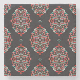 Asiatische Paisley-Elemente, boho Vintage Muster. Steinuntersetzer