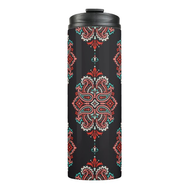 Asiatische Paisley-Elemente, boho Vintage Muster. Thermosbecher (Vorderseite)