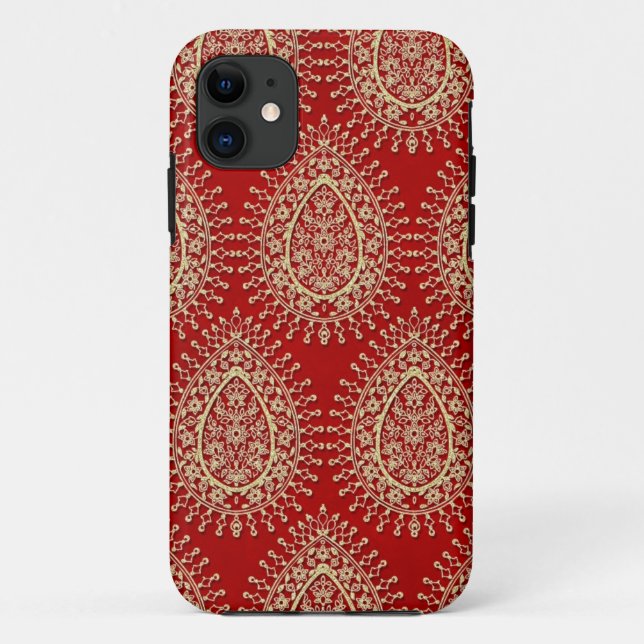 Asiatische Red and Gold Teardrop iPhone Case (Rückseite)