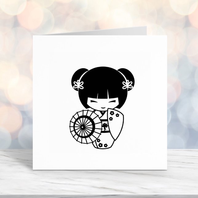 Asiatische Regenschirmmädchen in Kimono Farbe: Permastempel (Von Creator hochgeladen)