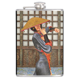 Asiatische Schlachtfrau Flachmann