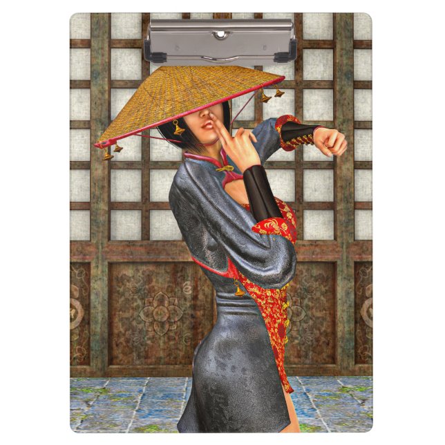 Asiatische Schlachtfrau Klemmbrett (Vorderseite)