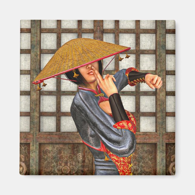 Asiatische Schlachtfrau Magnet (Vorne)