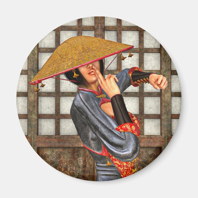 Asiatische Schlachtfrau Magnet (Vorne)