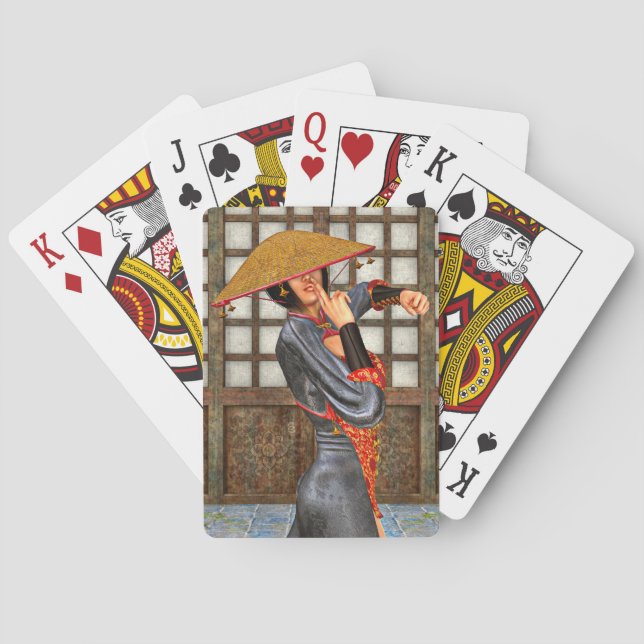 Asiatische Schlachtfrau Spielkarten (Rückseite)