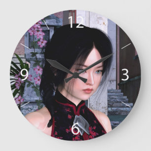 Asiatische Schönheit Große Wanduhr