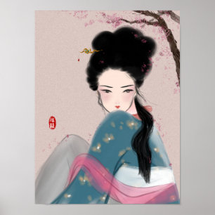 Asiatische Schönheitsillustration Druck Poster