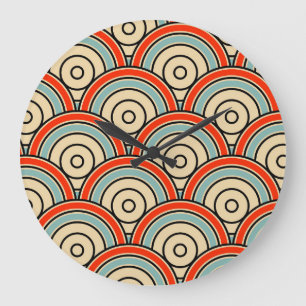 Asiatische Schuppen Waves Elfenbeinmuster Große Wanduhr